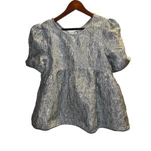 Women's Balloon sleeved Top with gathered waist and Back tie closer Size M